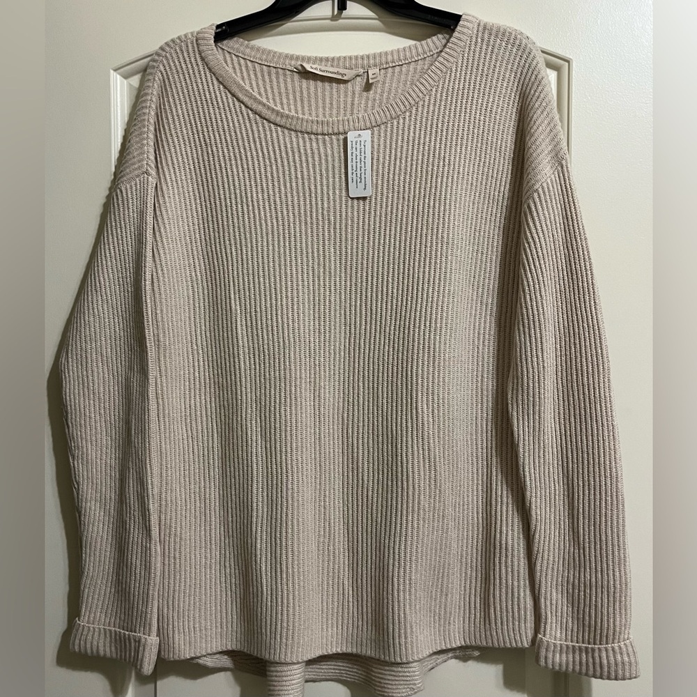 NEW Soft Surroundings Soft Cozy Ribbed Women’s Sweater Wool Cashmere Blend XS